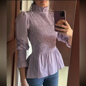 Elegant Lavender Smocked Blouse